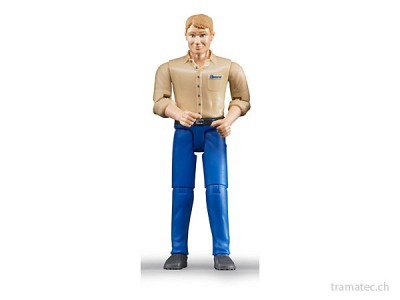 Bruder Mann mit hellem Hauttyp und blauer Hose