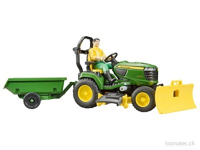 Bruder John Deere Rasentraktor mit Anhänger und Gärtner - 62104