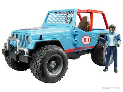 Bruder Jeep Cross country racer blau mit Rennfahrer