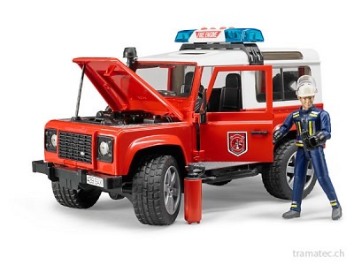 Bruder Land Rover Defender Station Wagon Feuerwehr + Feuerwehrmann