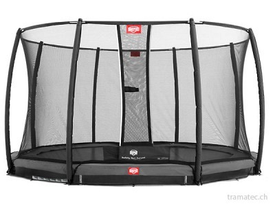 BERG Trampolin InGround Champion Grey 380 + Sicherheitsnetz Deluxe