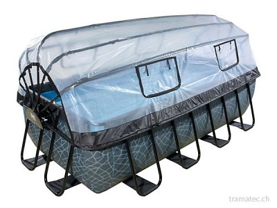 EXIT Schwimmbad 400 x 200 x 100 cm (Stein) mit Abdeckung