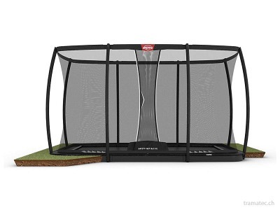 BERG Trampolin Ultim Champion FlatGround 410 Black + Sicherheitsnetz DLX XL